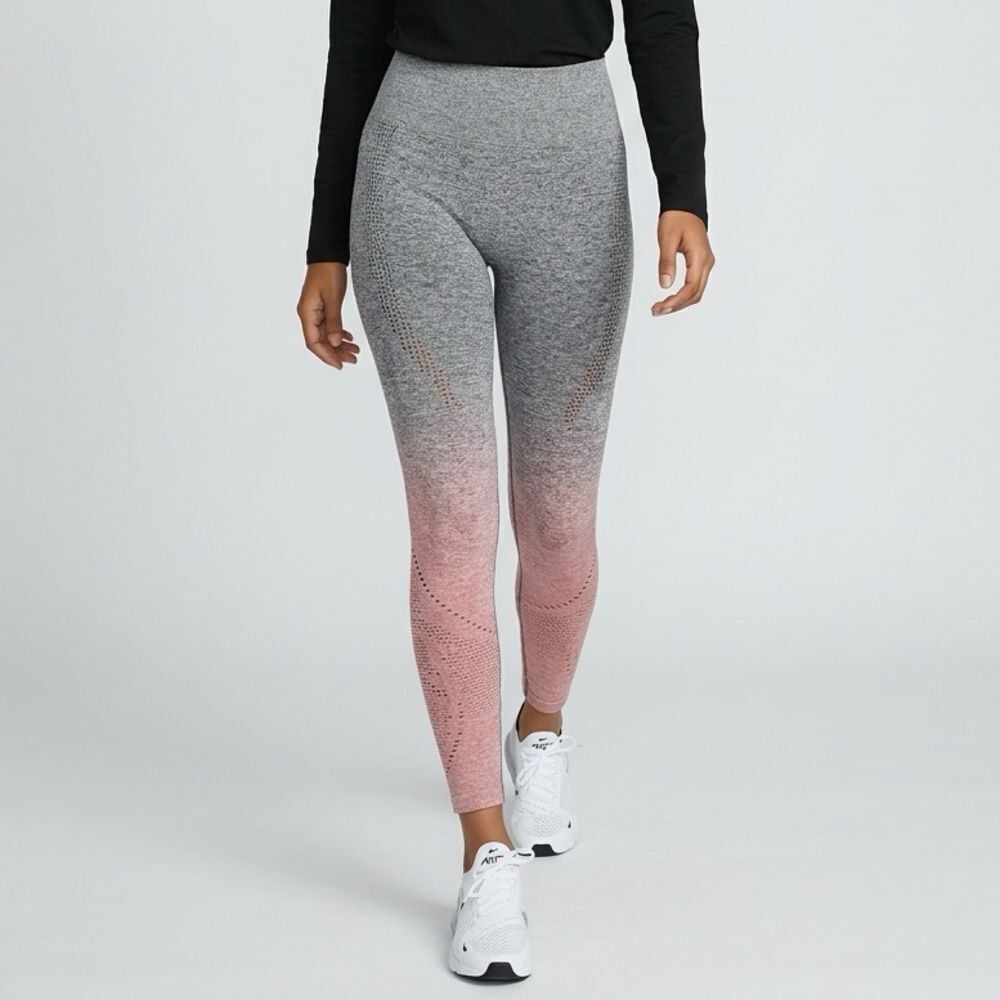 EUC VS PINK Women’s Cool & Comfy Gray Pink Ombré Textured Capri Leggings - M